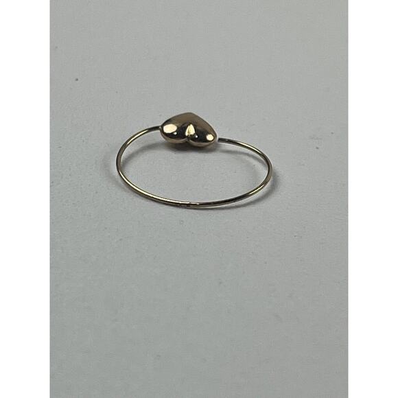 14L Yellow Gold Puffy Heart Hoop Pierced Earrings Lightweight .5g - Picture 7 of 11
